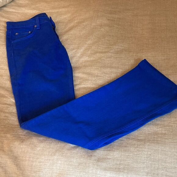 Rag & Bone Elephant Bell Flare Bottom Bright Blue Woman’s Jeans. Size 24. - Picture 1 of 8